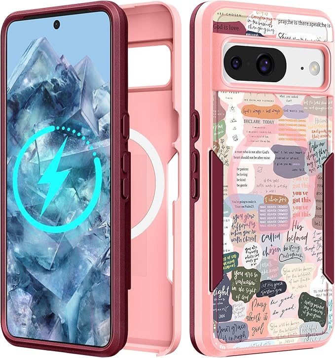 for Google Pixel 8 Case 6.2 Inch - Compatible with MagSafe Women Girls Cute Magnetic Protective Cover Girly Kawaii Unique Pretty Heavy Duty Shockproof Design for Google Pixel 8 Phone Cases