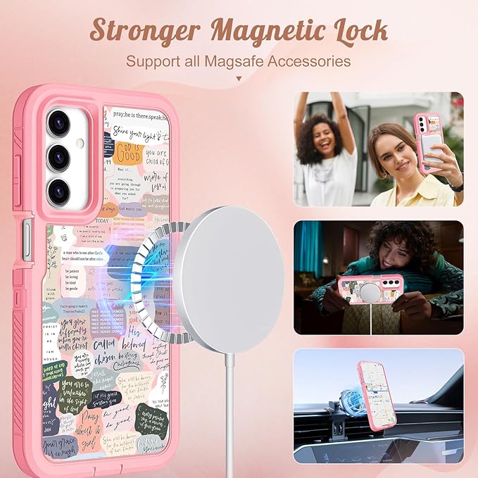 for Samsung Galaxy A15 5G Phone Case - Compatible with MagSafe Women Cute Girls Magnetic Protective Cover Girly Unique Kawaii Pretty Design Heavy Duty Shockproof for Samsung A15 5G Case 6.5"