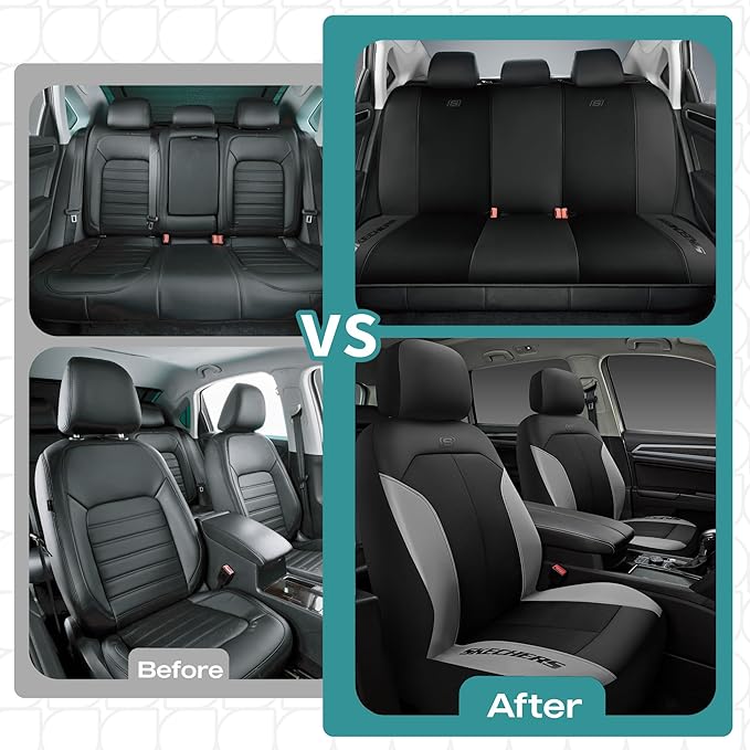 Skechers Car Seat Covers,GOGA Mat Oxford Cloth Seat Covers,Waterproof Car Seat Covers Full Sets,Automotive Universal Fit Seat Cover for Most Cars, Suvs, Trucks,Gray