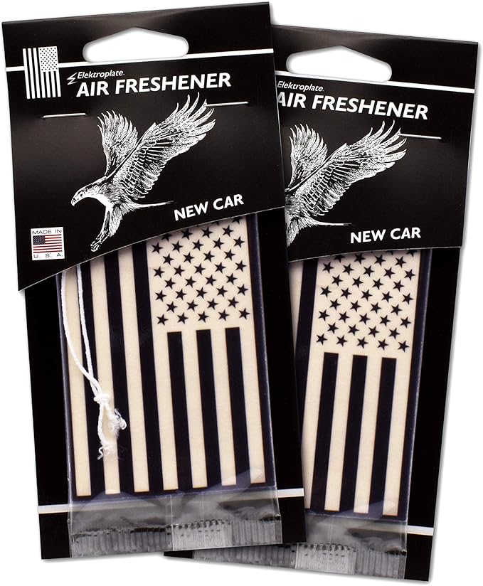 Elektroplate Inverted Black and White American Flag Automotive Air Fresheners for Vehicles | New Car Scent (12-Pack) | Made in the USA
