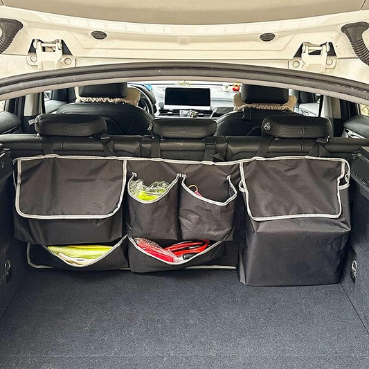 Car Backseat Trunk Organizer Hanging Bag, Car Interior Storage Organizer Accessories with 6 Nylon Fabric Pockets,Offer Enough Storage Space and Save More Storage Space for SUV,Jeep,MPV