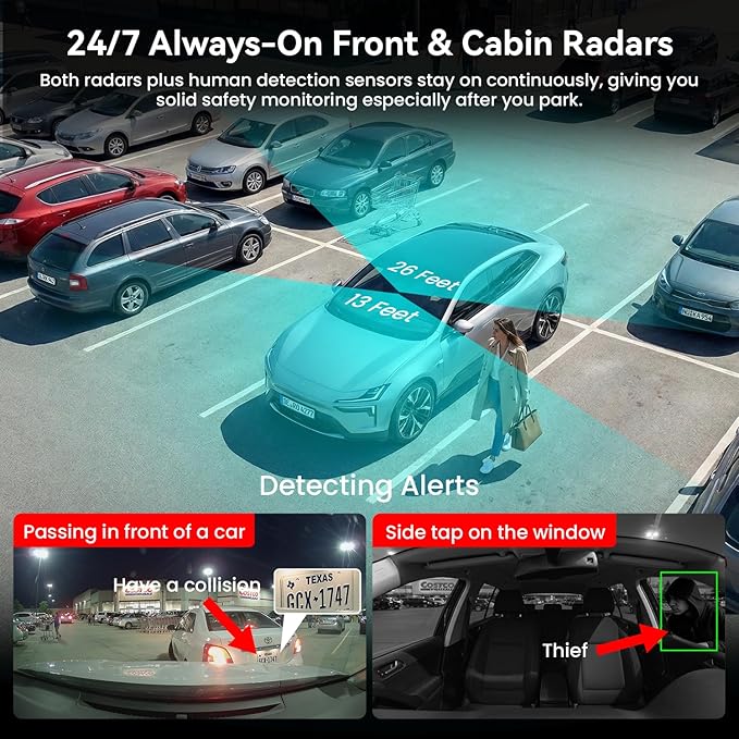 IIWEY 4G LTE Dash Cam with Live-Streaming, Anti-Theft Car Security Camera, Instant Alert via App, Cloud & SD Storage, 2K+1080P Front Inside, No Screen, IR Night Vision, 24/7 Parking Mode, GPS, OBD