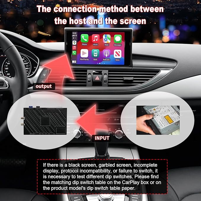Wireless CarPlay Android Auto Retrofit Kit Decoder Box for Audi A6L 2016-2018, A7 (2018) Interface Box Fit Car Radio Upgrade GPS Navigation Support Mirror Link,Backup Camera, Siri