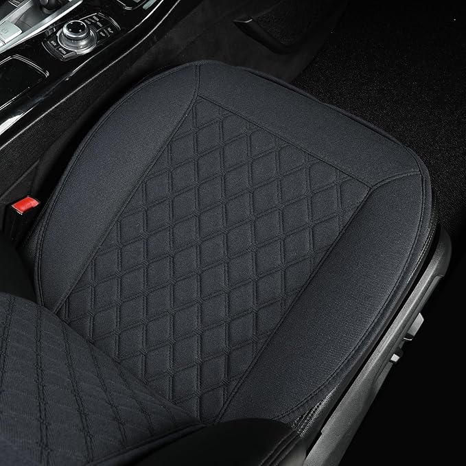 West Llama Linen Car Seat Covers-Breathable & Soft-Front Car Seat Protector Universal Fit 90% Cars,SUVs,Trucks,Diamond Pattern-1Pair,Black
