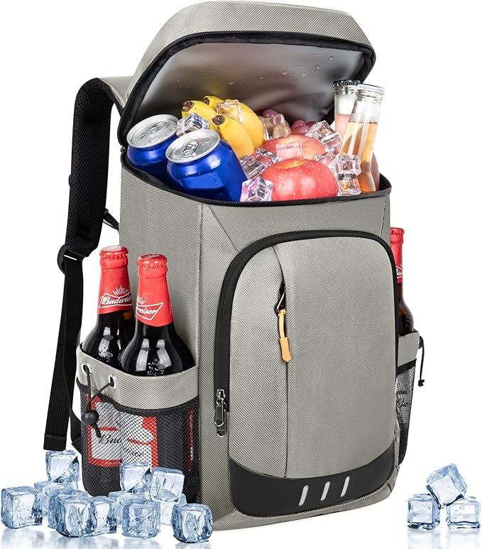 Cooler Backpack - 40 Cans Insulated Leak Proof Backpack Cooler Portable Picnic Camping Beach Hiking BBQ Picnic Bag for Men and Women -Grey