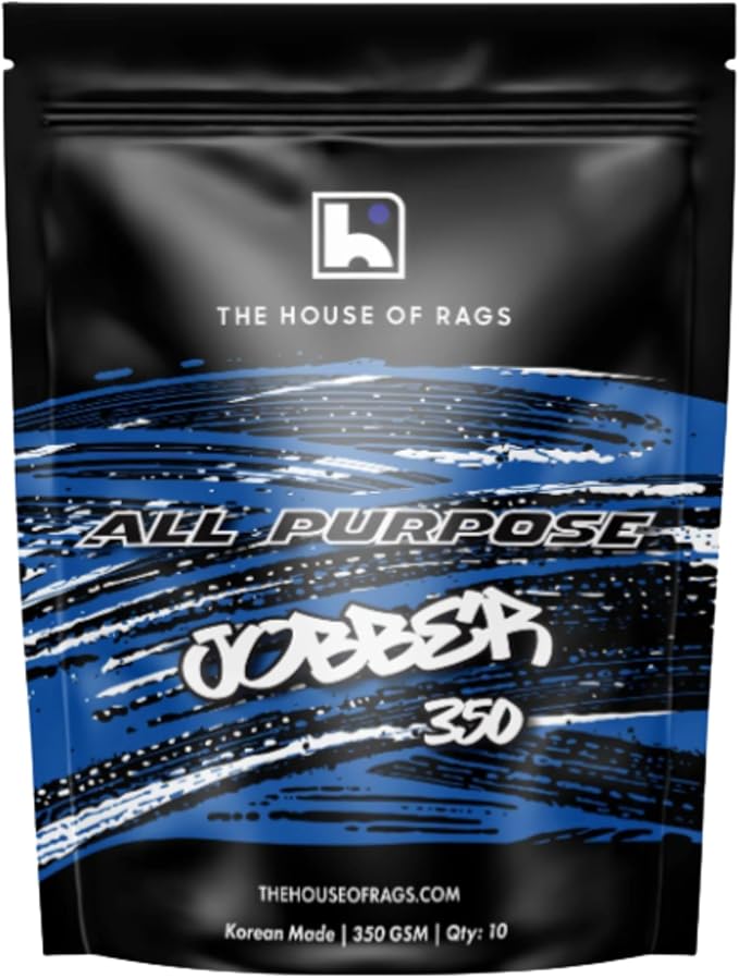 Jobber 350: Microfiber Towels for Cars 16x16, 350 GSM, 70/30 Korean Blend, Paint Safe Detailing Towels for Interior, Exterior Surfaces, Lint-Free Cleaning Cloths for Auto - 10 Pack