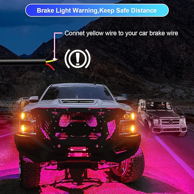RGB LED Rock Lights, Neon Underglow Kit for Car with App/Remote Control and Voice-Activated Music Mode, 4 Pods Waterproof Car Light Rock Lights for Trucks ATV SUV RZR UTV Boat Motorcycle (Blue)