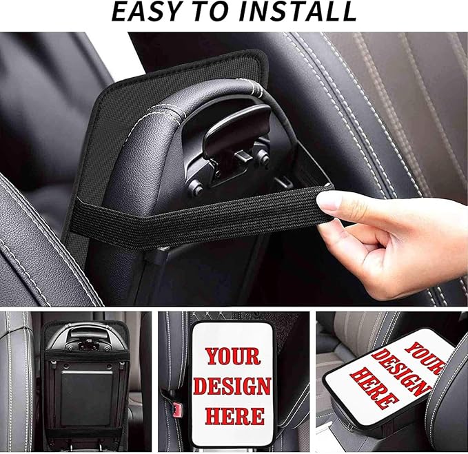 Custom Car Armrest Cushion Add Your Logo Text Image Photo Custom Personalise Auto Center Console Armrest Pad Cushion Universal Deco Pad Center Console Cover for Car Seat Handrail Box 7.5x12.6in