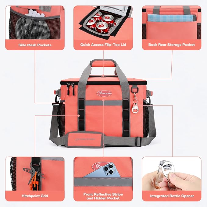 Maelstrom Collapsible Soft Cooler Bag,35/55/75 Cans Beach Cooler with Flip Top Lid, Ice Chest, Leakproof & Portable for Beach, Camping, Road Trips & Grocery Shopping