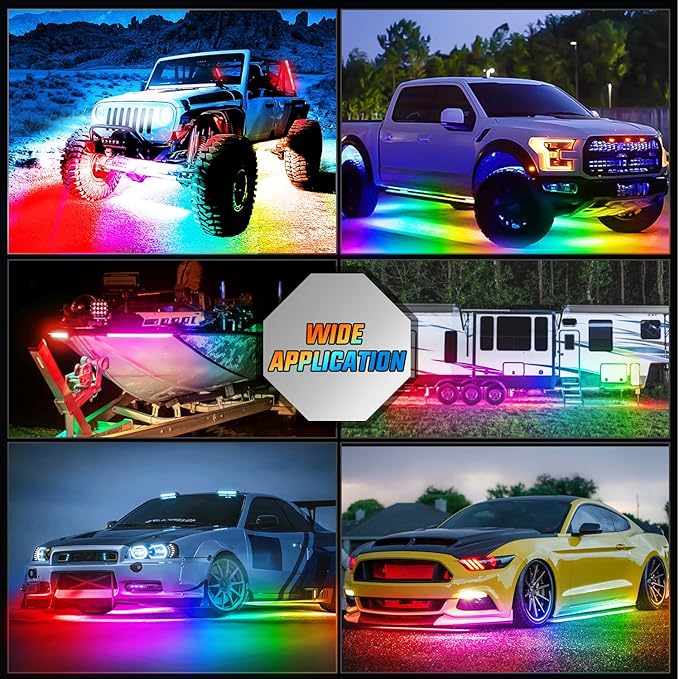 Nilight 8Pcs Aluminum Underglow Neon Accent Strip Lights 396 LEDs Dream Color Door Assist Multi Modes Sound Active Function Music with APP, Remote Control Underbody Light for Car Truck RV