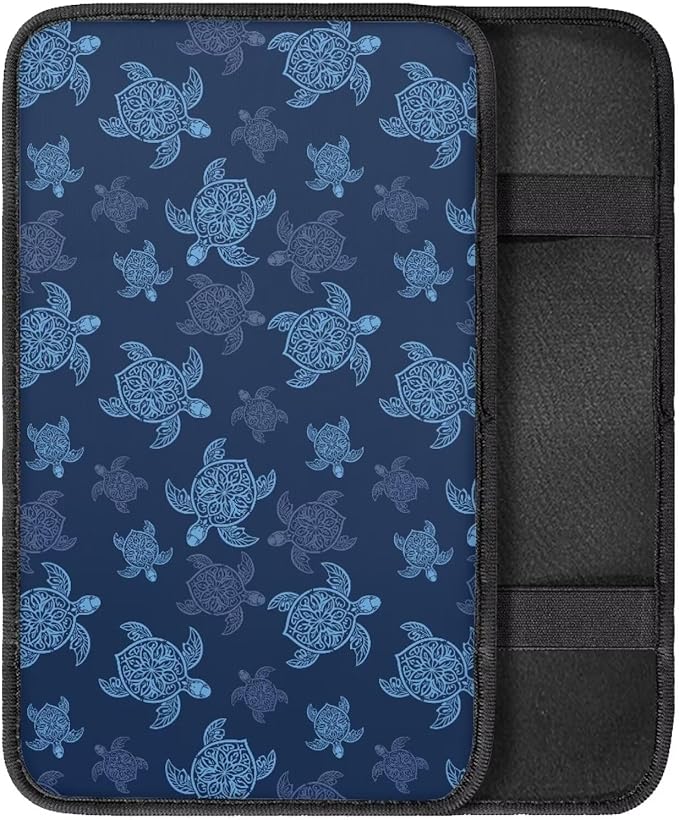 Sea Turtle Car Armrest Storage Box Mat Car Center Console Cover Car Armrest Seat Box Cover Universal Fit for Most Vehicle, SUV, Truck Car Decors