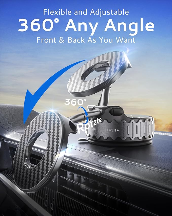 BEBEAR Car Phone Holder for Magsafe [78+LBS Hyper Suction & 4400gf Strongest Magnetic] 360°Adjustable Car Phone Mount Car Accessories Phone Holders for Your Car for iPhone 17/16 /15 Pro Max & Android