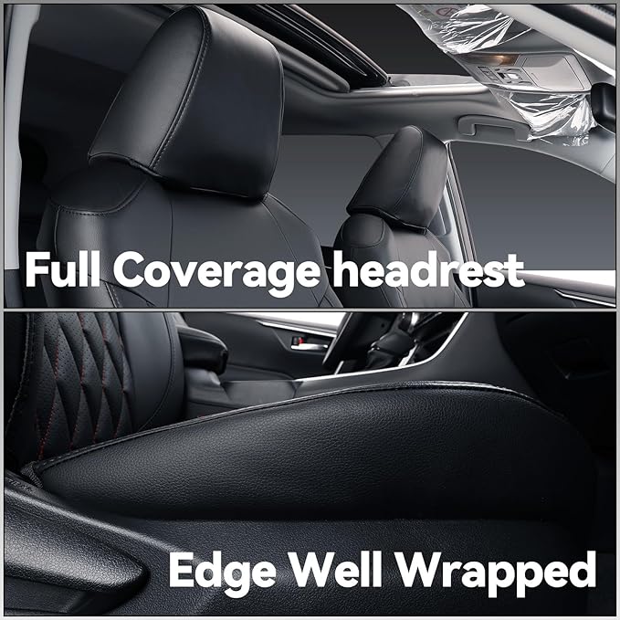coverdream 2026 Rav4 Seat Covers Custom Fit for 2026 Toyota Rav4 Hybrid (Woodland/Limited) SUV,Full Set Luxury Waterproof Leather Car Seat Protector