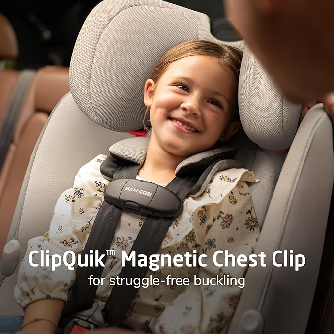 Maxi-Cosi Pria Max 3-in-1 Convertible Car Seat, Infant to Toddler Car Seat, ClipQuick Magnetic Chest Clip, Quick-Install Latch, Machine-Washable Cover, 5-100 lbs, Oyster Shell