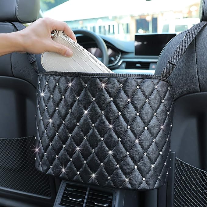 Car Pocket Handbag Holder Purse Hook for Car Leather Seat Back Organizer Holder Barrier of Backseat Pet Kids for Car Handbag Holder Between Two Seats of Car