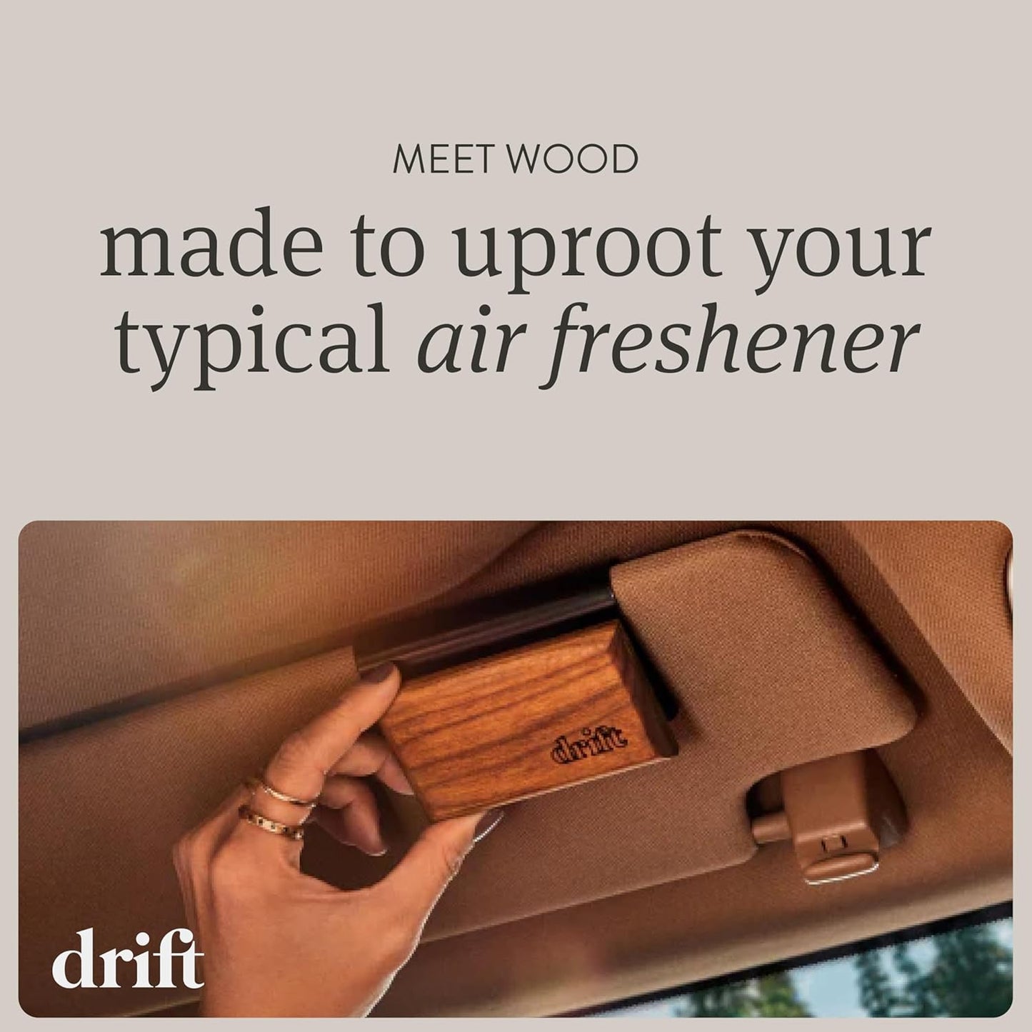 Drift Car Air Freshener Starter Kit - Wooden Deodorizer - Vehicle Odor Remover - Auto Scent Diffuser - Long-Lasting Car Freshening - Amber 3 Pack - CLIP INCLUDED