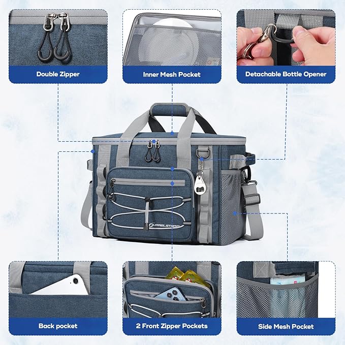 Maelstrom Soft Sided Cooler Bag, 30/40 Can Collapsible Insulated Ice Chest, Large Leakproof Portable Storage for Camping, Travel, Kayaking & Beach