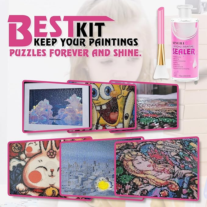 sevgili Diamond Painting Sealer Kits 566.8ML with Brushes, Diamond Art Sealer Puzzle Glue Diamond Painting Accessories and Tools,Diamond Painting Kits for Adults (20oz)