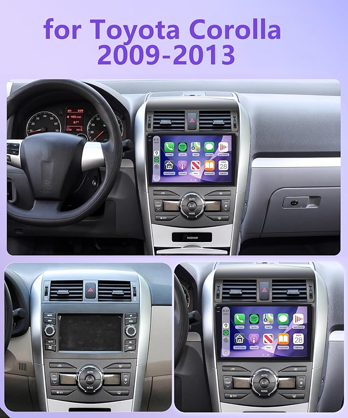 Rimoody 4G+64G Android 15 Car Stereo Radio for Toyota Corolla 2009-2013, Wireless Carplay Andorid auto Mirror Link 9'' INCELL Touchscreen GPS WiFi Bluetooth 5.0 FM/RDS EQ-32 SWC Backup Camera