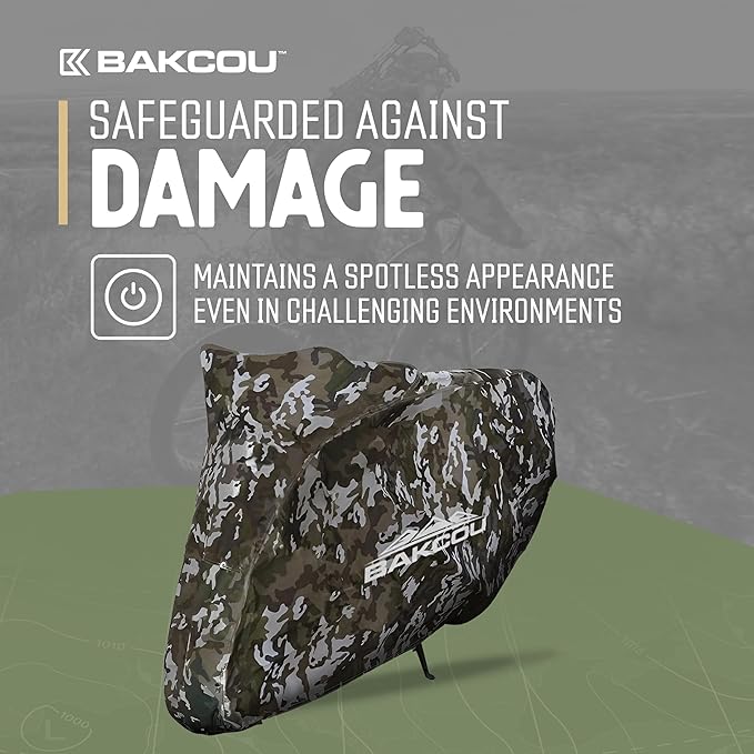 Bakcou - Heavy Duty Waterproof eBike Rain Cover - Protects Against Sun, Dust, Wind, Rain, and Snow - Nylon Cover with Cinch Cords for a Snug Fit