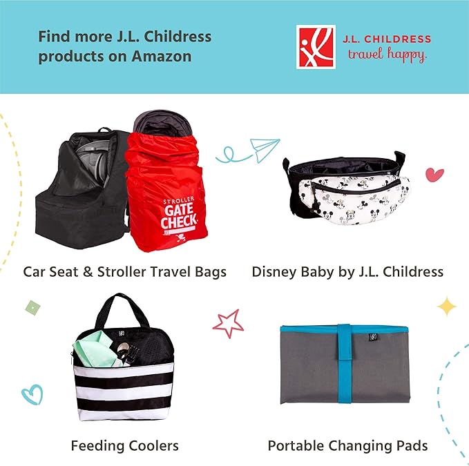 J.L. Childress Cool 'N Cargo Stroller and Wagon Cooler and Organizer - Universal Fit - Insulated - Attaches to Strollers, Wagons, Walkers and Wheelchairs - Large Capacity - Black