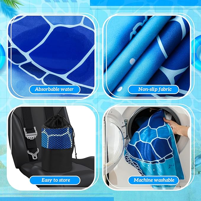 2 Pack Car Seat Towel Covers with Storage Bag 63 x 32 Inch Athletic Running Towel Seat Sweat Washable Non Slip Cover Gift for Car Outdoor Sport Activities (Sea Turtles)