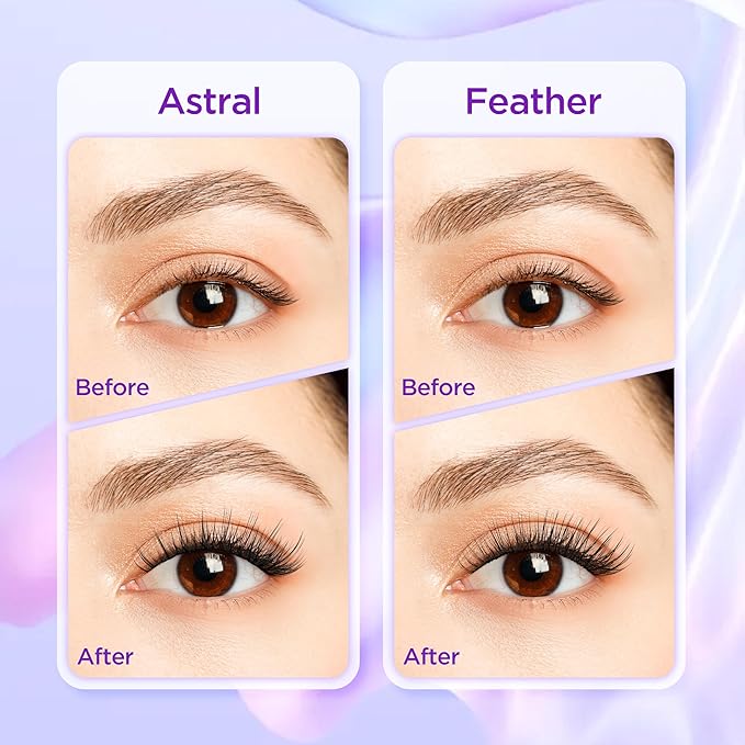 Lash Extension Kit DIY Lash Clusters Kit Eyelash Extensions Individual Lashes Extensions with (BondSeal,Tweezers,Remover,Astral+Feather,8-16mm)