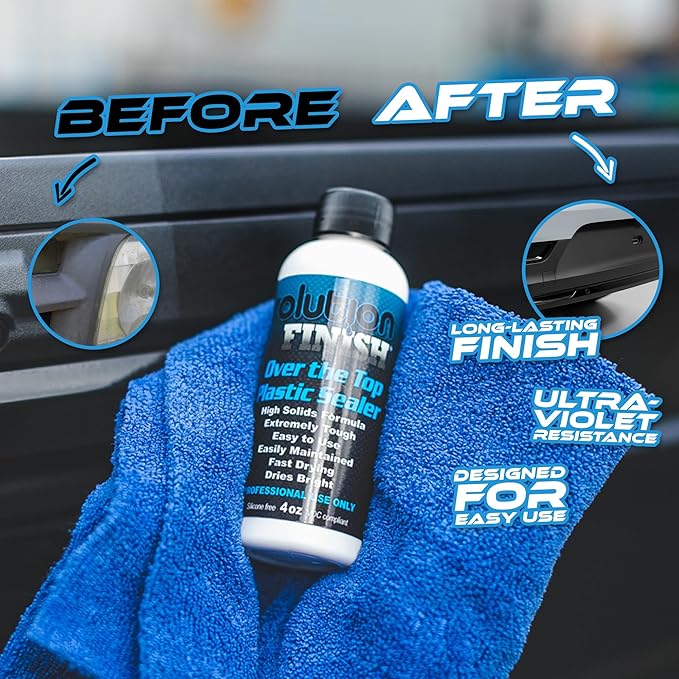Solution Finish - Over The Top Plastic Sealer - Use for Car and Truck Detailing, Long Term Protectant for Plastic Trim, UV Resistant (4oz)
