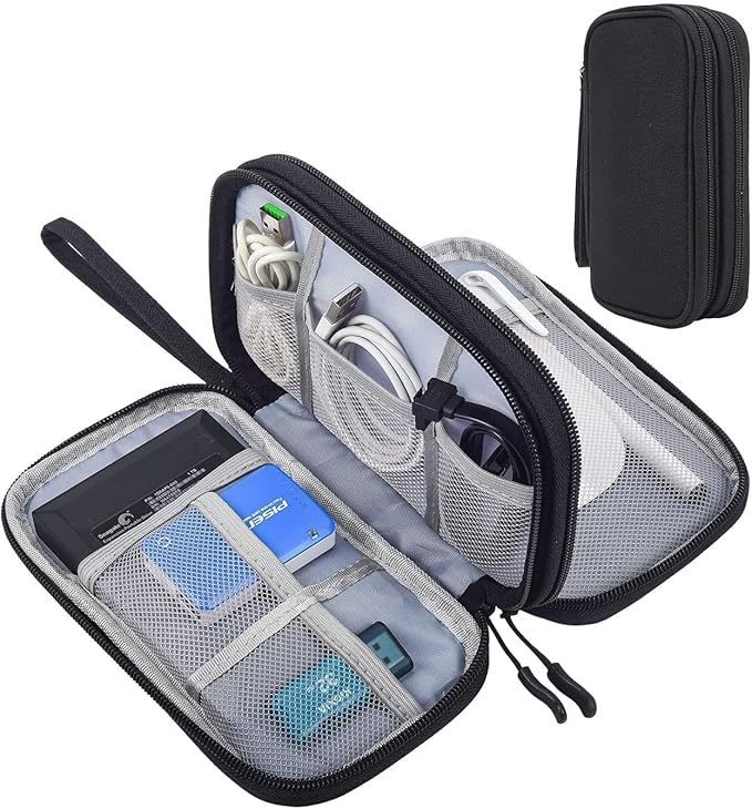 Electronics Accessories Organizer Pouch Bag, Travel Universal Organizer for Cable, Charger, Phone, SD Card, Business Travel Gadget Bag