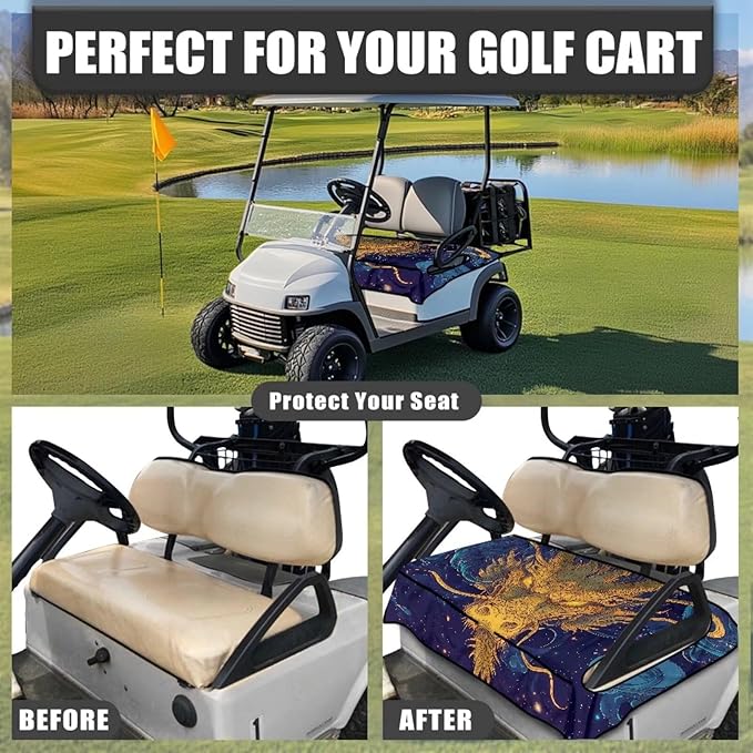 Biyejit Golf Cart Seat Covers with 4 Pockets Golf Cart Seat Towel Blanket Fits 2-Seat Golf Carts, Golf Cart Accessories