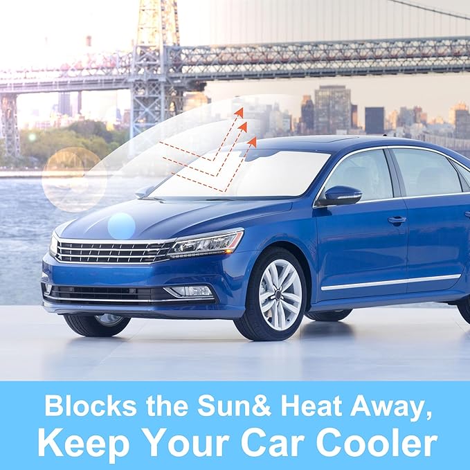 Windshield Sun Shade Custom Fit for 2012-2022 Volkswagen VW Passat Accessories Foldable Sunshade Sun Blocker Protect Car from Sun Rays & Heat Damage Keep Car Cooler