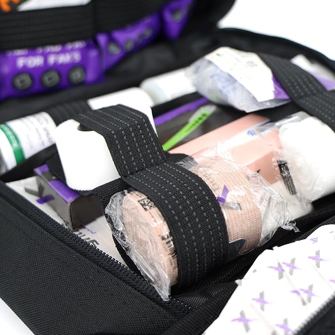 Lightning X Premium Rip-Away Individual First Aid Kit for Vehicle Head Rest - Stealth Black