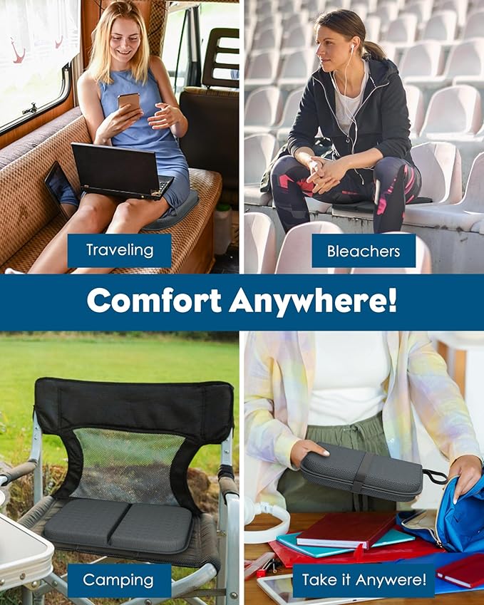 Gel Seat Cushion, Portable Travel Cushion for Long Sitting, Thick & Foldable, 14.5" x 10.5" Large Size Chair Seat Cushion for Office Chair Car Wheelchair, Relief Sciatica Coccyx Pain