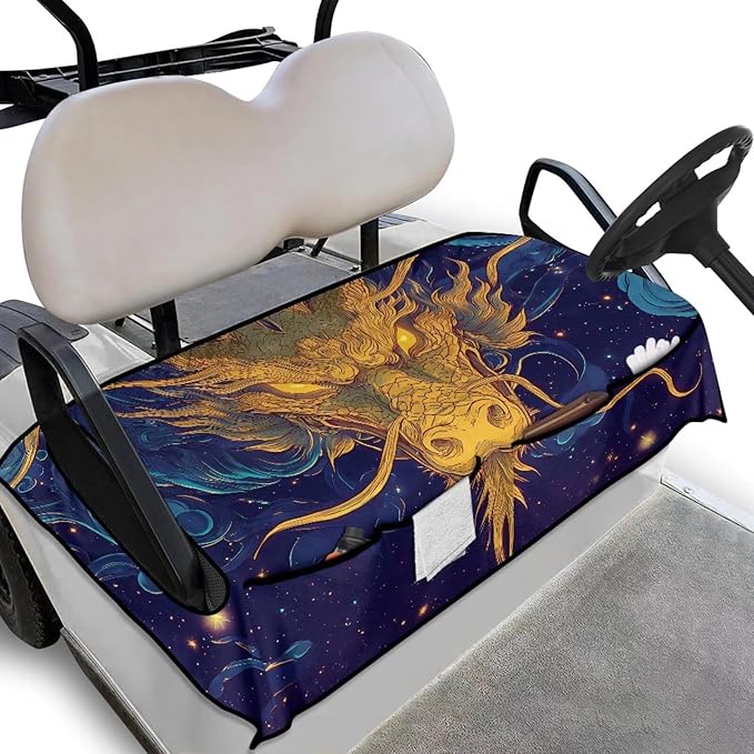 Biyejit Golf Cart Seat Covers with 4 Pockets Golf Cart Seat Towel Blanket Fits 2-Seat Golf Carts, Golf Cart Accessories