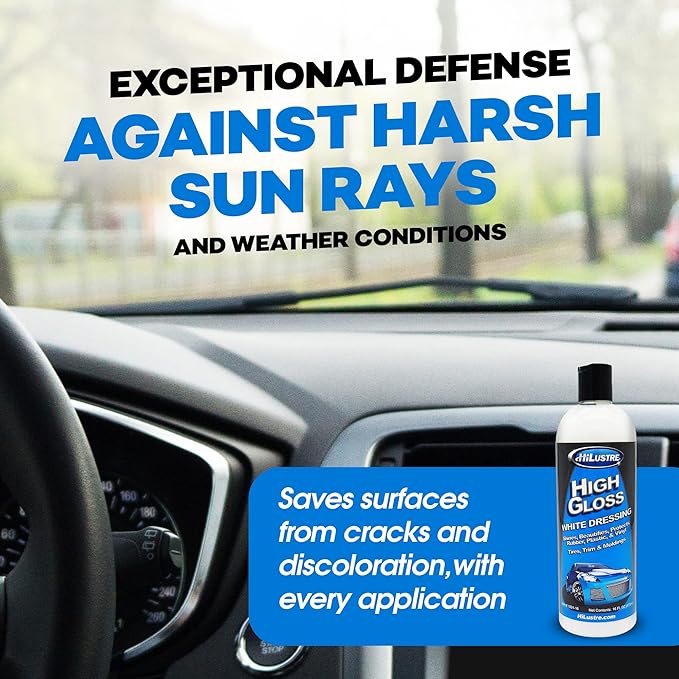 High Gloss White Dressing, Vinyl, Rubber, and Plastic Restorer for A Super Shine Finish, Car Detailing Trim, Mold, and Tire Dressing, Quick Dry, Low Sling Formula, Bubblegum Scent, 16 oz
