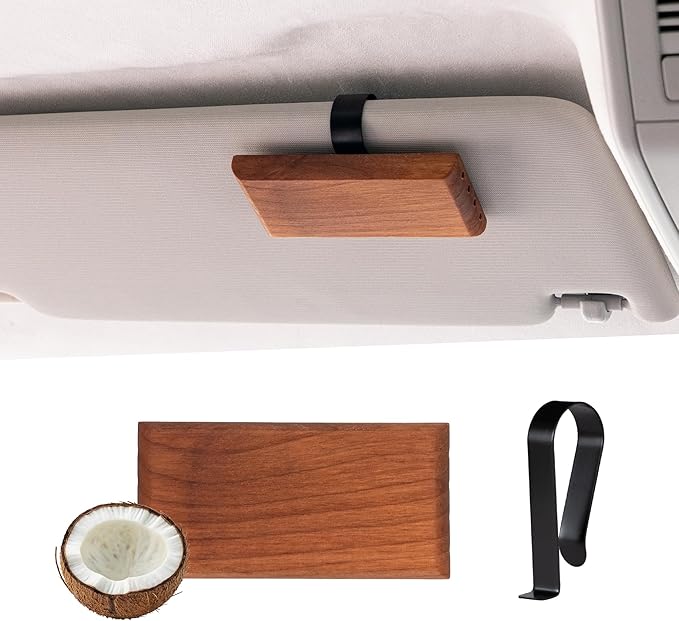 Yuoyar Wood Car Scents Air Freshener Visor Clips Diffuser Odors Eliminator (coconut-scented)