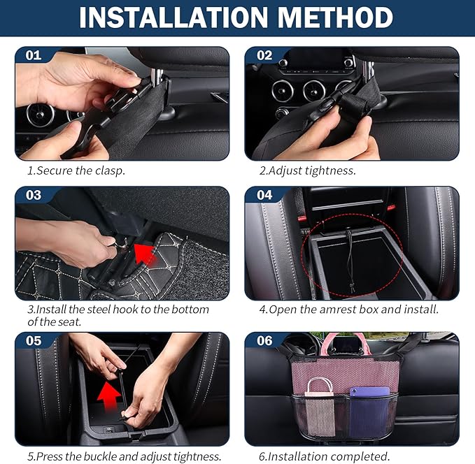 Eing Car Seat Back Organizer - Large Capacity Storage for Purses, Handbags & Kids' Items - Black