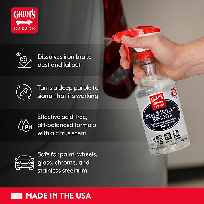 Griot's Garage Iron and Fallout Remover for Car Detailing and Cleaning, Remove Rust, Embedded Debris and Fallout from Multiple Exterior Surfaces 10847, 25oz