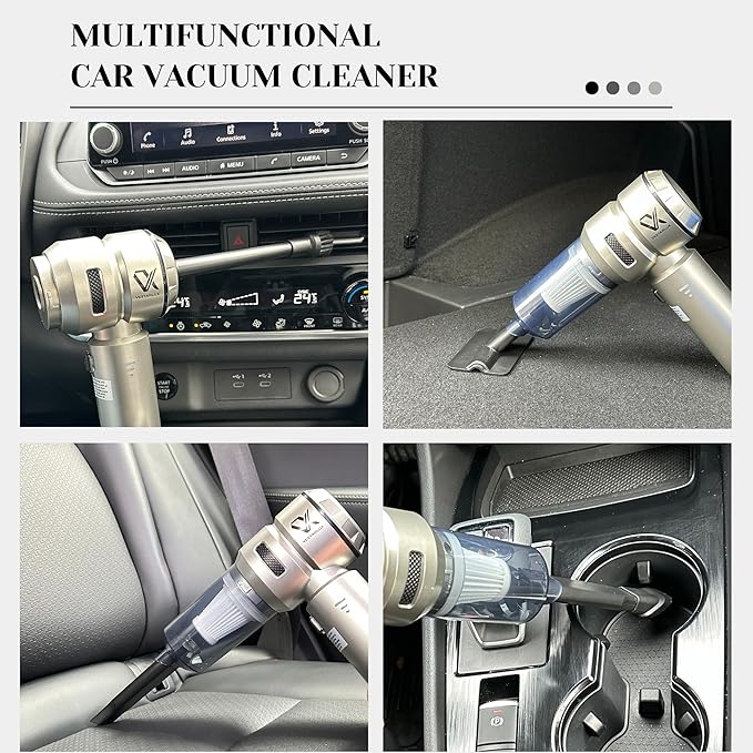 Cordless Handheld Car Vacuum Cleaner – Powerful 25000PA Suction, 3-Speed Brushless Motor, Mini Portable 4-in-1 Vacuum & Blower for Car, Home, Office, Pet Hair
