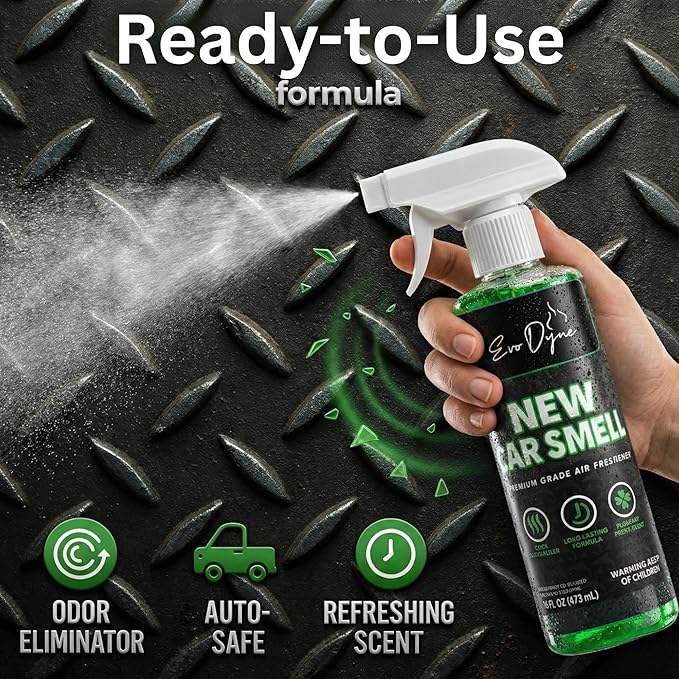 New Car Smell Spray (16oz) – Long Lasting Air Freshener for Cars, Eliminates Odors, Fresh New Car Scent Like Dealership Finish, Made in USA