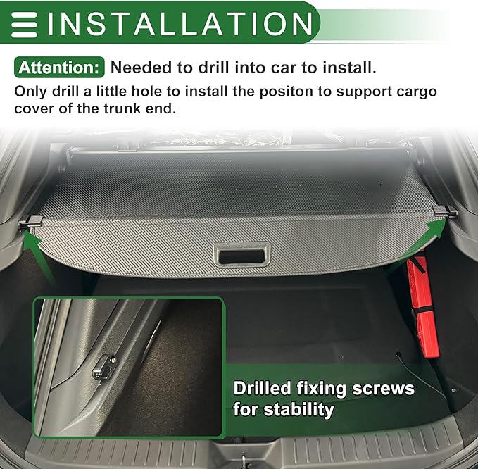 Motoforti Car Trunk Retractable Cargo Cover for Jeep Compass 2017-2024 Aluminum Alloy Canvas Black Carbon Fiber