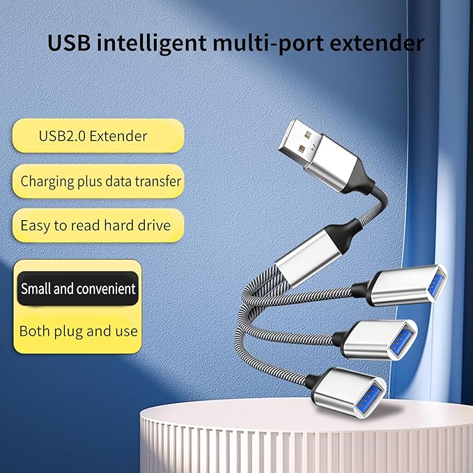 USB Splitter Y Cable USB Male to 3 Female USB 2.0 Converter Multi USB Port Expander Hub Multiport Split Adapter