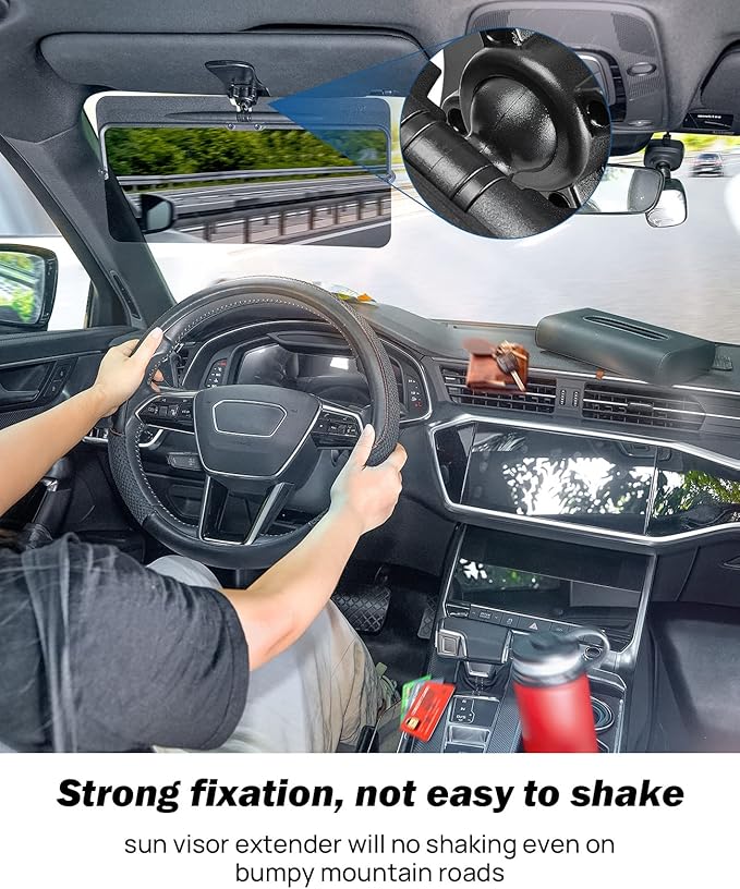 JOYTUTUS Sun Visor Extender for Car, Universal Anti-Glare Polarized Sun Visor Easy to Install, UV400 Visor Extension Protect from Glare/UV Ray/Stray Light, Safe Driving for Car