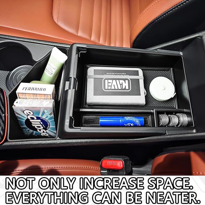 HGWEI 2 Pack Center Console Organizer Compatible with 2023-2026 Kia Sportage Hybrid/Plug-in Hybrid Middle Armrest Storage Box Insert Tray Accessories (Edition with Electronic Transmission ONLY), Black