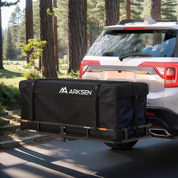 ARKSEN 58'' x 20.5'' x 24'' Waterproof Cargo Carrier Bag,Soft Sided Weather Resistant Luggage & Camping Gear Storage, Fits 60 Inch Hitch Mounted Baskets for Car, Truck, SUV, RV or Van