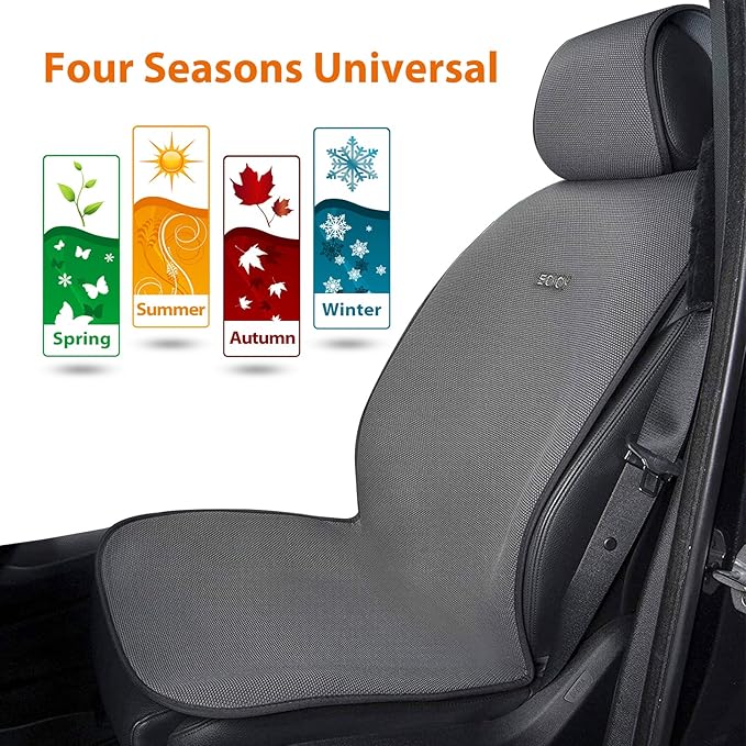 Sojoy IsoTowel Front Car Seat Cover-Microfiber Car Seat Protector Sweat-Quick Dry Non-Slip Seat Towel Cover-Honeycomb Cloth Four Seasons All Weather (Black)