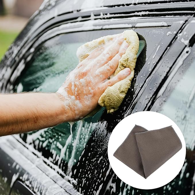 GALPADA Microfiber Car Care Towel 40x40cm Gray Waffle Pattern Absorbent Auto Detailing Cloth for Car Wash and Interior Cleaning