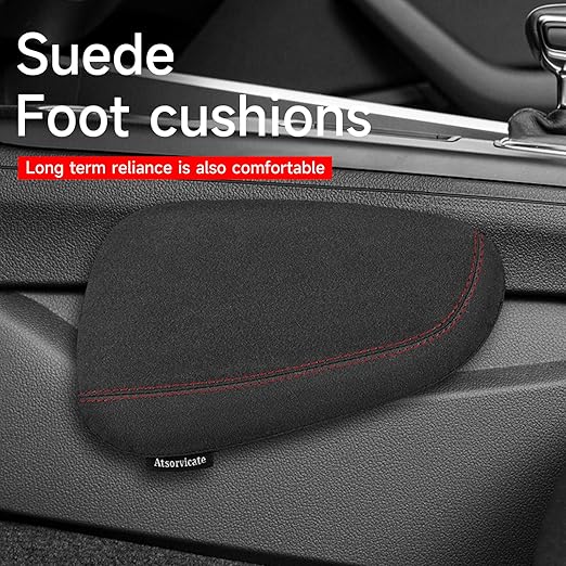 Alcantane style car leg knee pads memory foam car center console knee cushions car leg pads protect knee and leg elbow pads car copilot Universa version (Red line right leg pad)