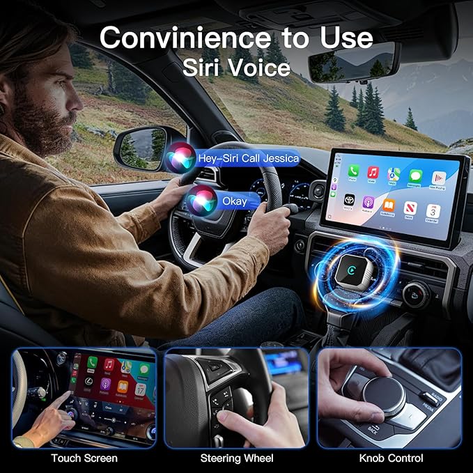 2026 Upgraded Mini Wireless CarPlay Adapter for Apple CarPlay & Android Auto, Plug & Play, Fast and Auto Connect, No Latency 2 in 1 Car Play Wireless Adapter for iPhone iOS 10+ & Android 11+ (Silver)