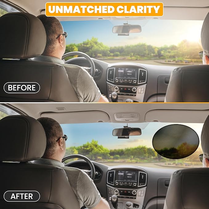 EcoNour Semi-Transparent Static Cling Window Shade for Car Sun Visor | 2Pack Mesh - Circle Glare Patch | Glare Protection for Windshield & Driving Safety | Sun Glare Protection Accessories